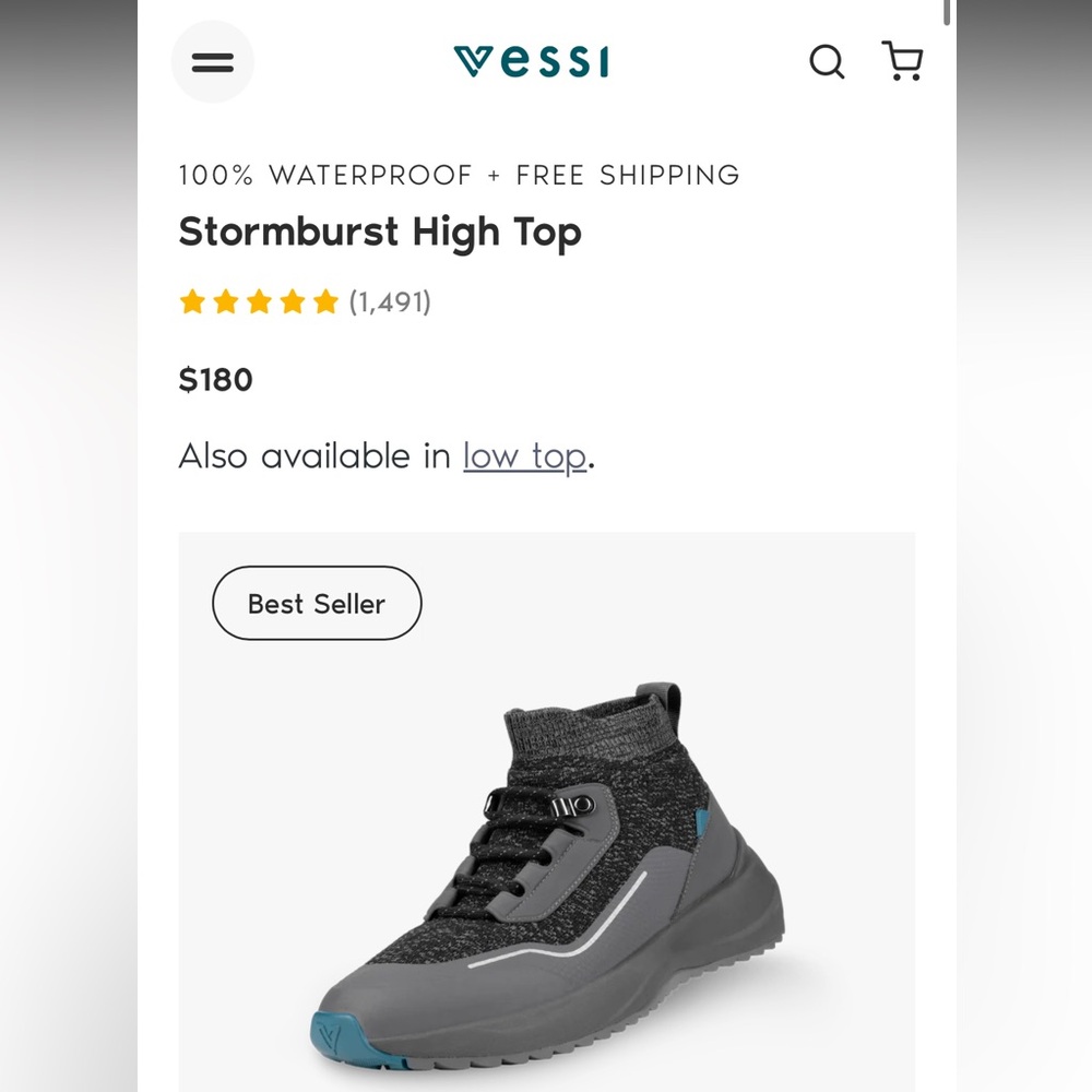 Vessi Stormburst Hightop. Size 8